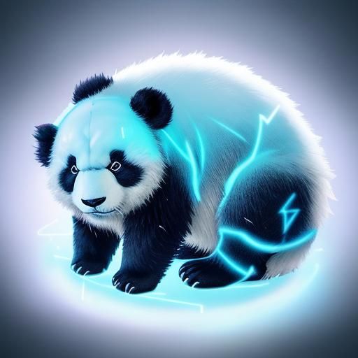 Fluffy Blue Panda Sleeping on a Cloud