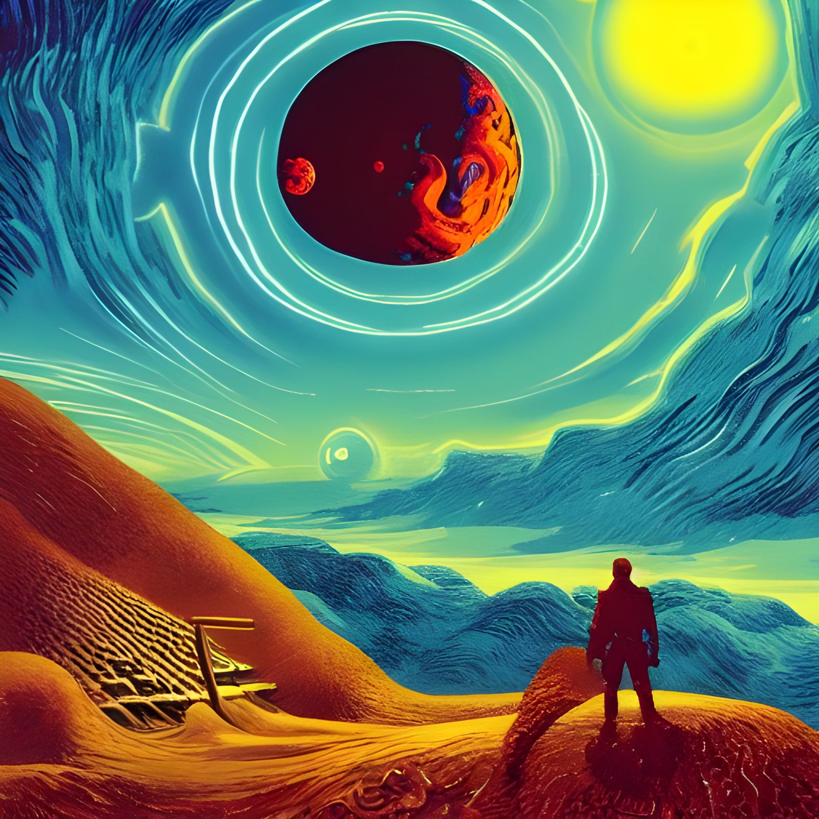 Surreal Sci-Fi Landscape in a Romantic Style