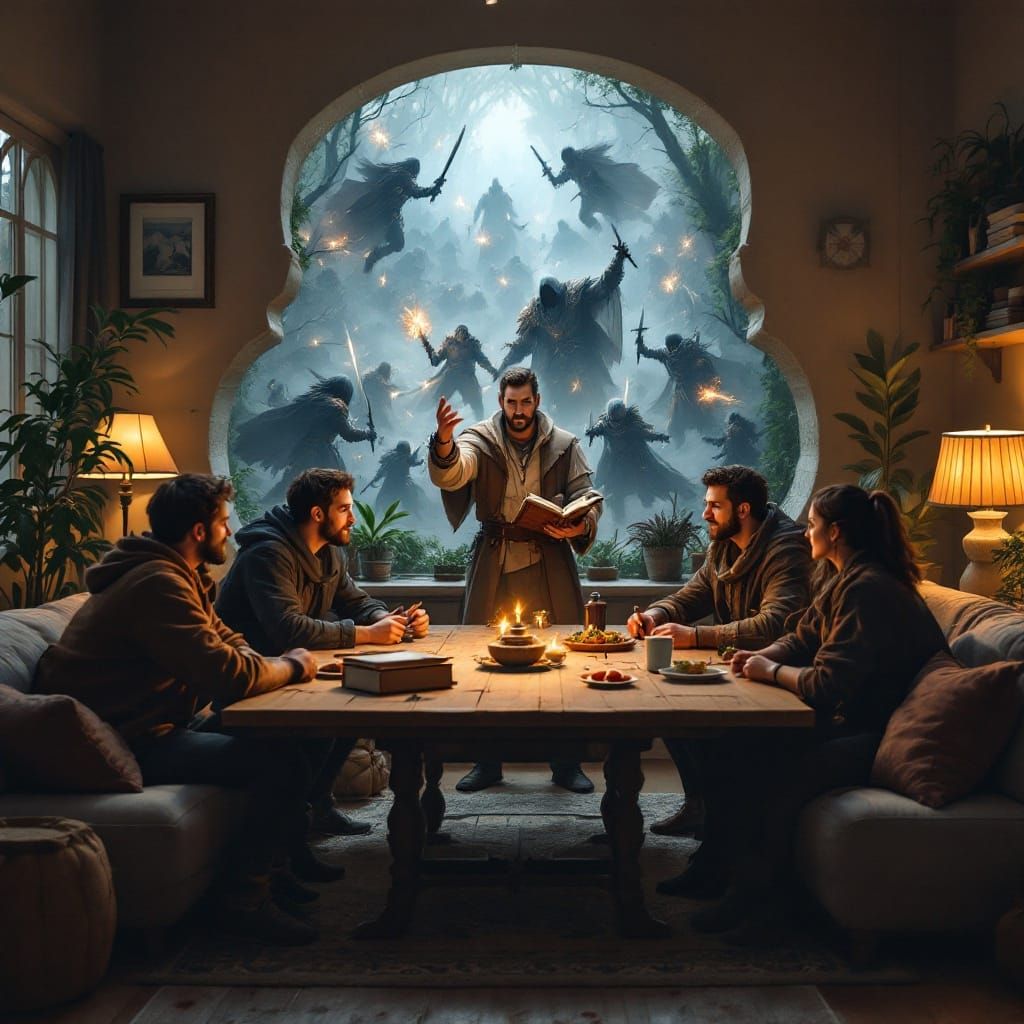 Friends Gather in Cozy Fantasy RPG Session