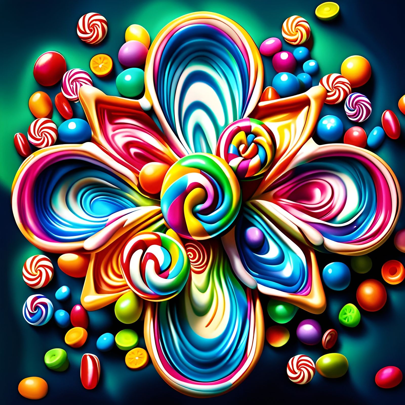 Colorful Candy Art Illustration in Hyperrealistic Style