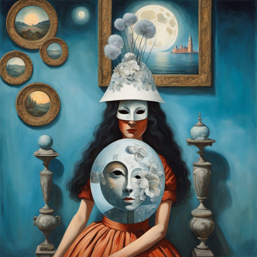 Venice Carnival Lady in Surreal Dreamscape Portrait