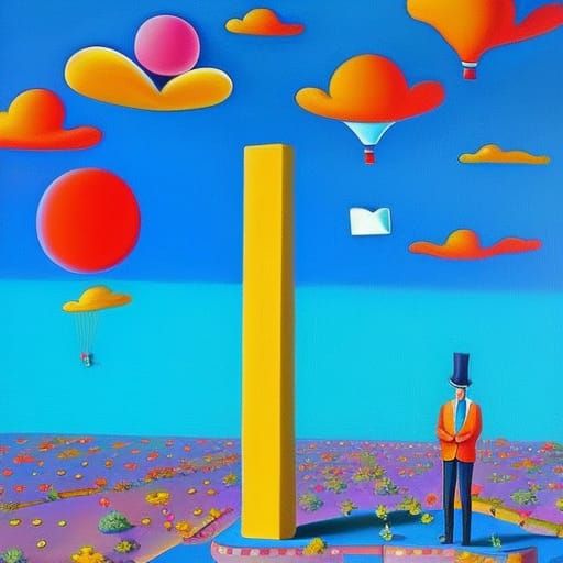 Colorful Surreal Naive-Art Painting of Focus