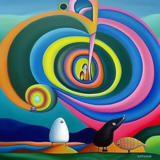 Surreal Naive Art Painting of Focus