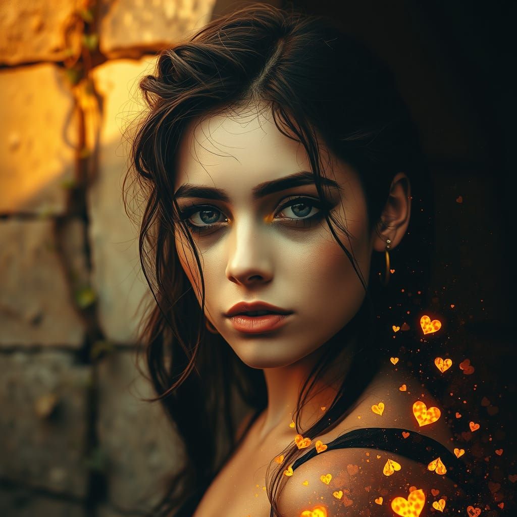 Gothic Postpunk Portrait with Ethereal Gold Light