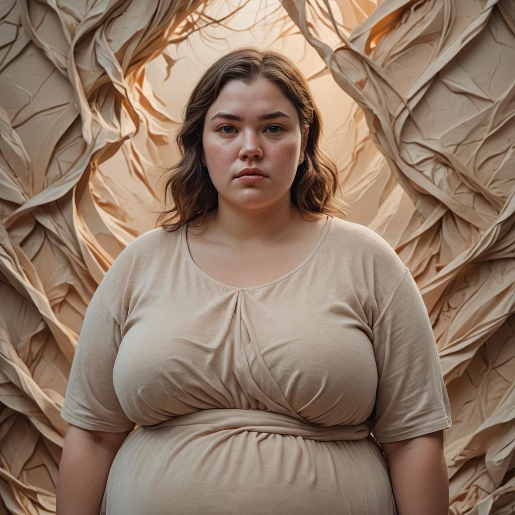 Realistic Portrait of a Heavy Girl in Pastel Tones