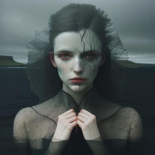 Eerie Double Exposure Fashion Portrait in Orkney