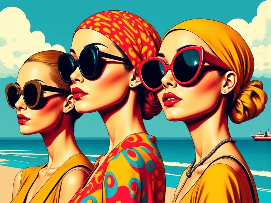 Women in Sunglasses: Bold Pop Art Illustration