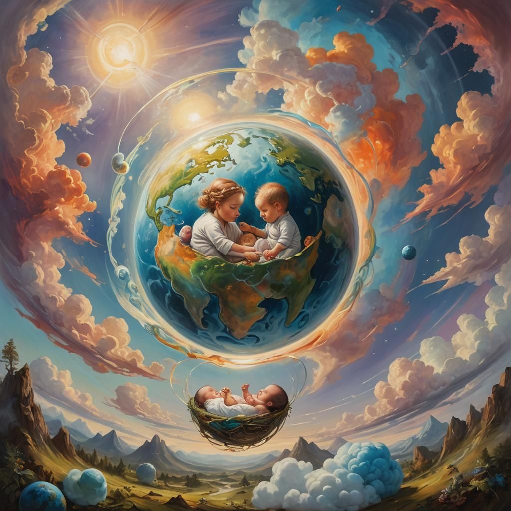 Earth as Mother: Surreal Oil Painting Concept Art