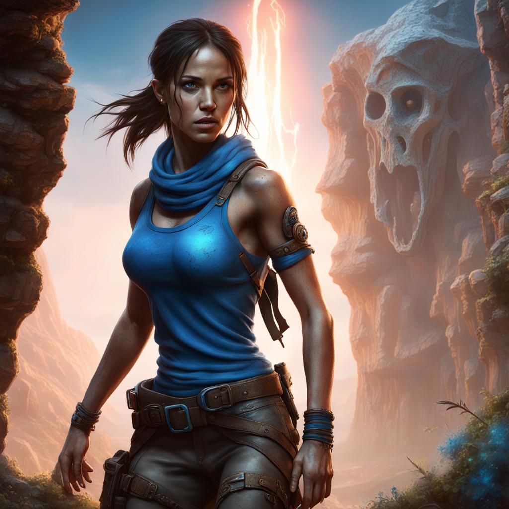 Tomb Raider Girl in Cosmos: Detailed Matte Painting