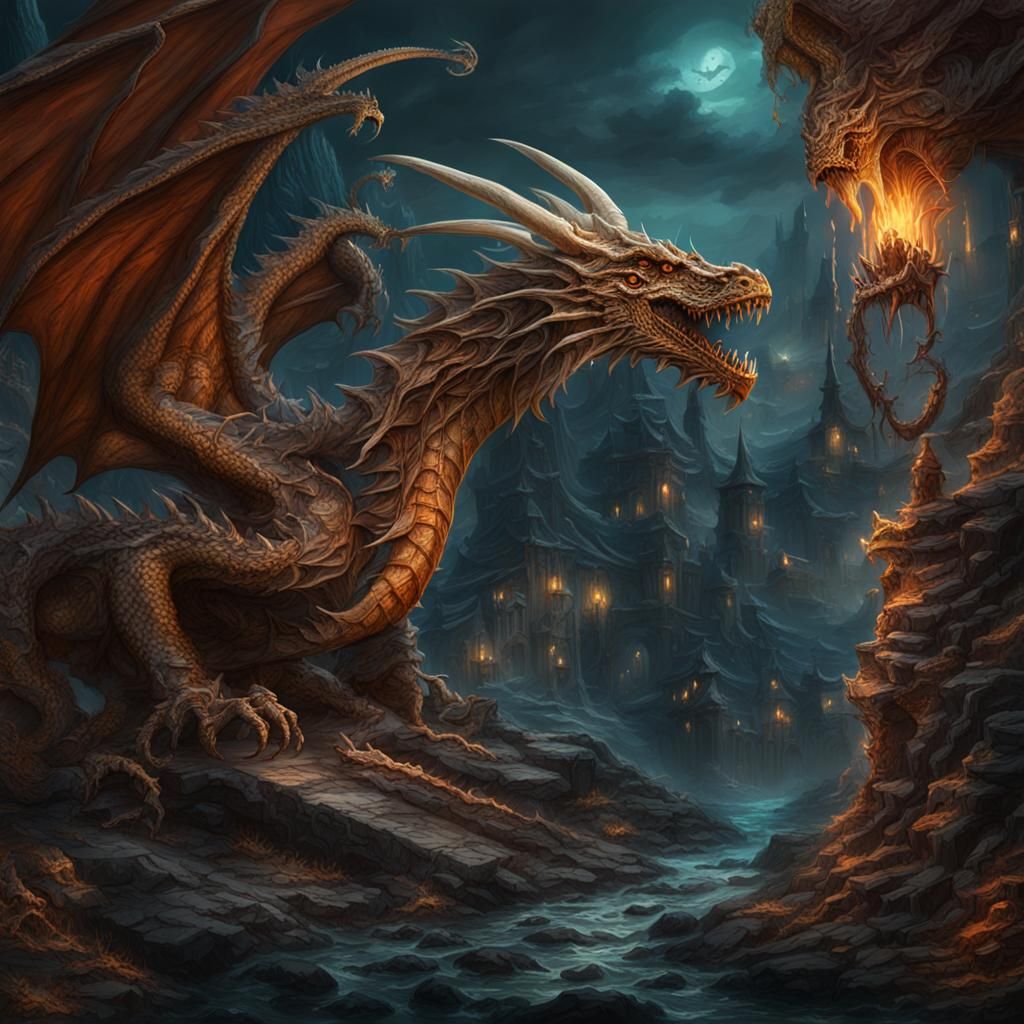 Fantastical Dragon Bones in Detailed Matte Painting