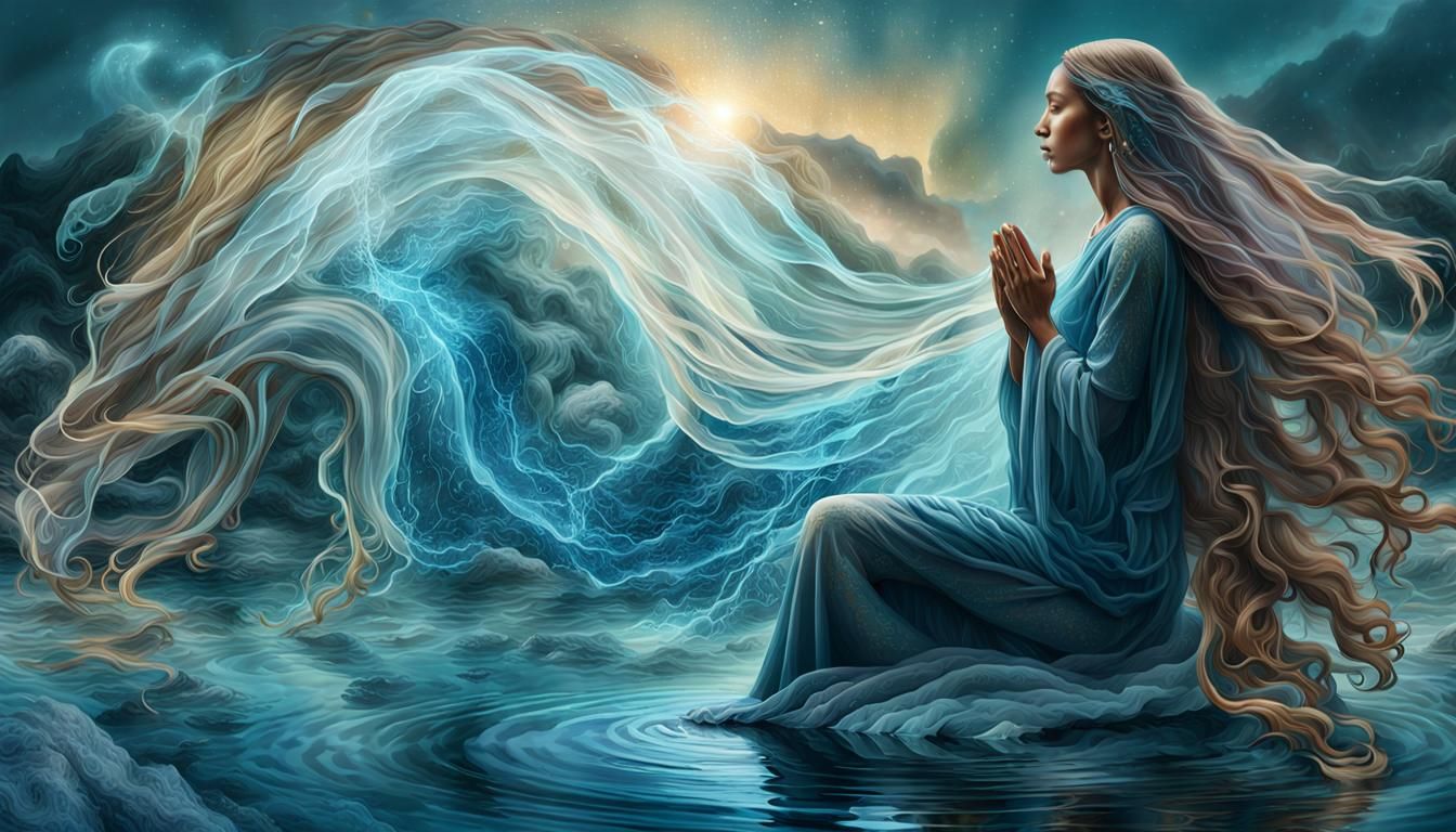 Surreal Digital Art: Woman Cleansed by Water