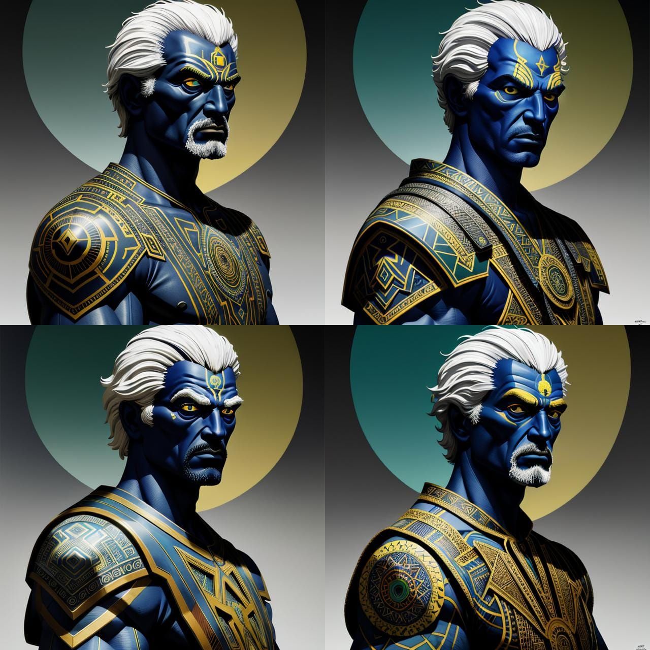 Vivid Deity Portrait in Tetradic Colors