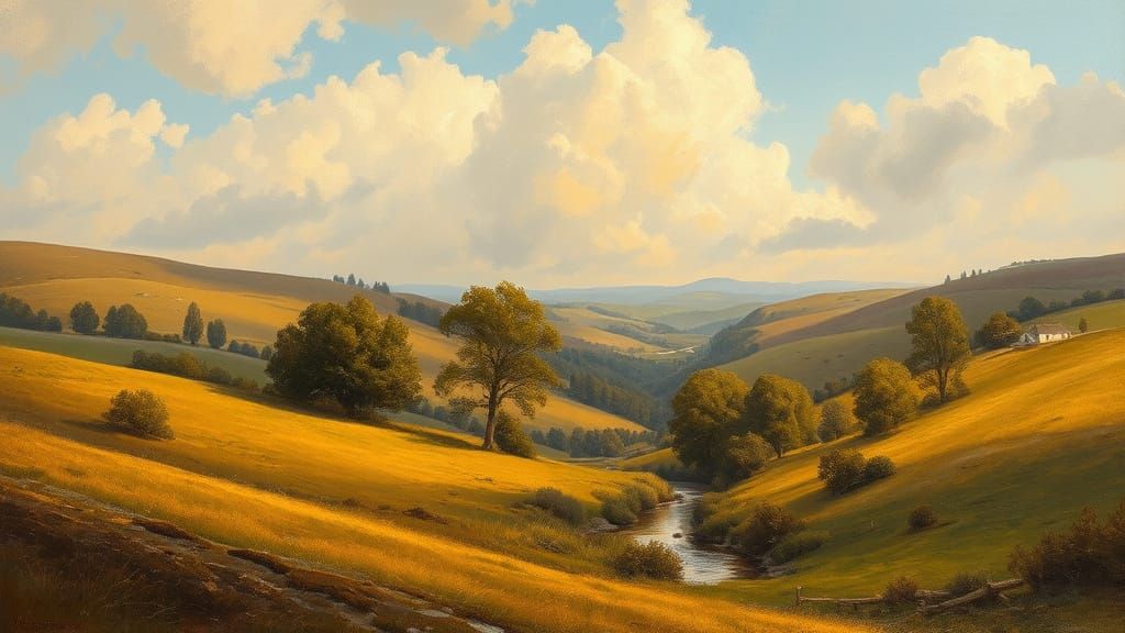 English Countryside Scene in a Romantic Style