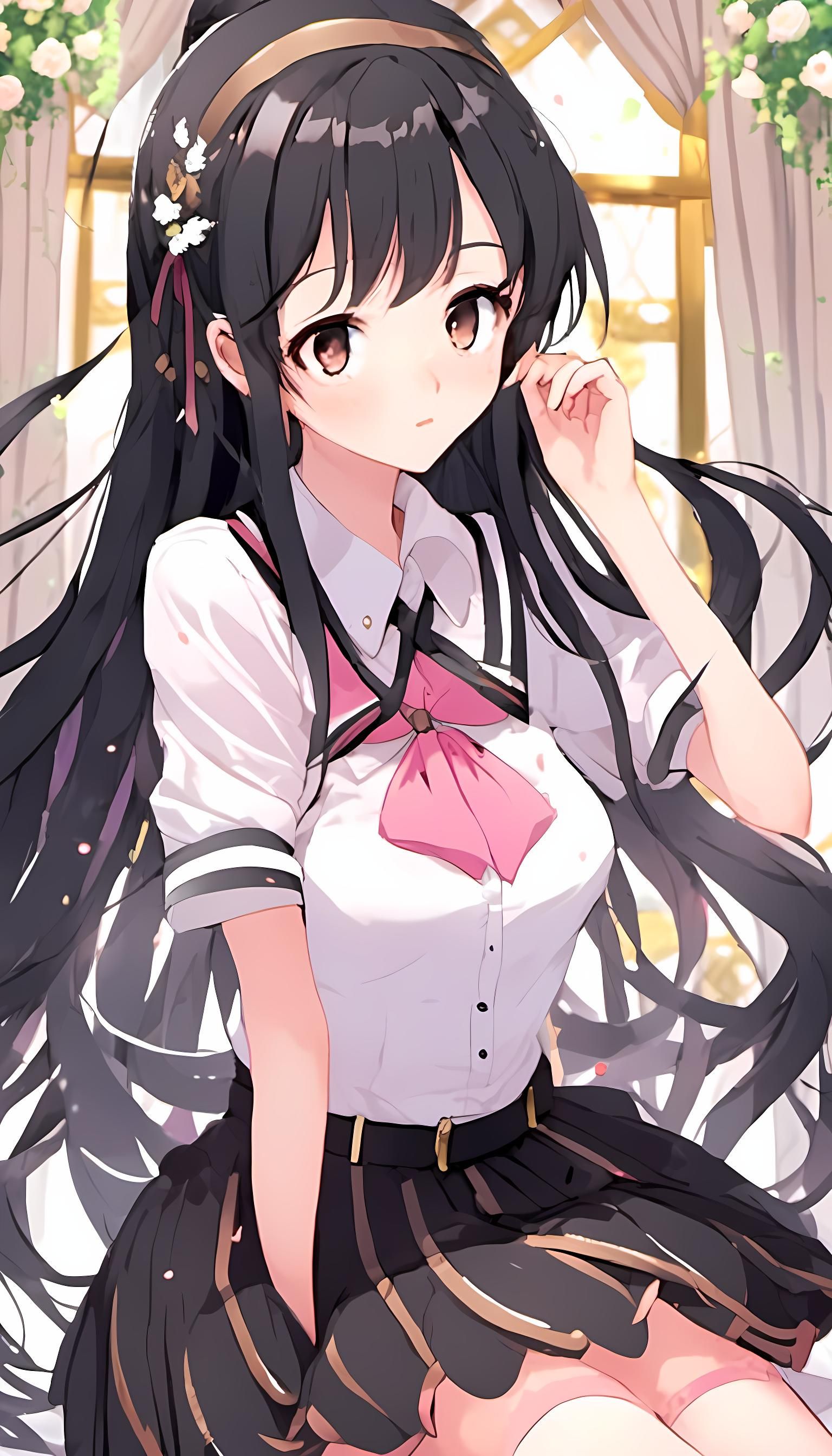 Anime-Style Japanese Woman with Pink Streaks
