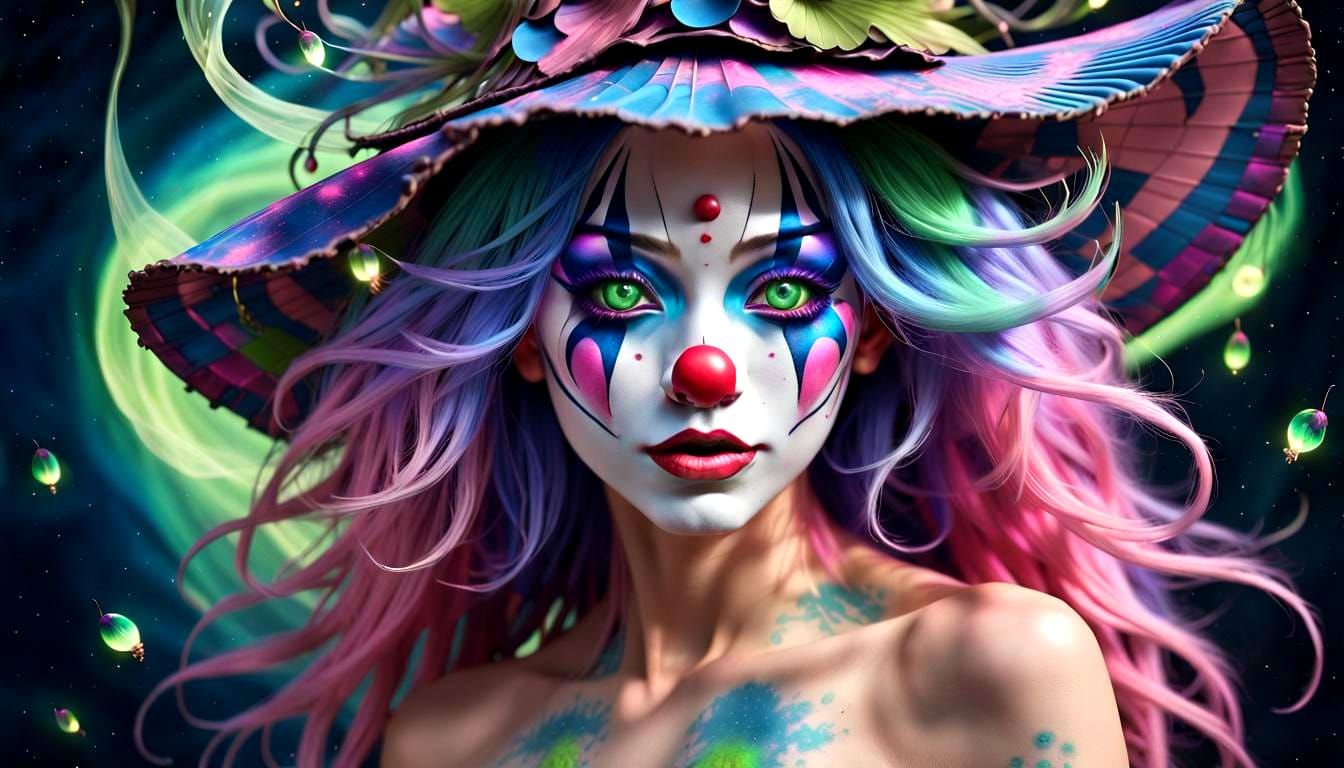 Kabuki Clown in Surreal Digital Art Style