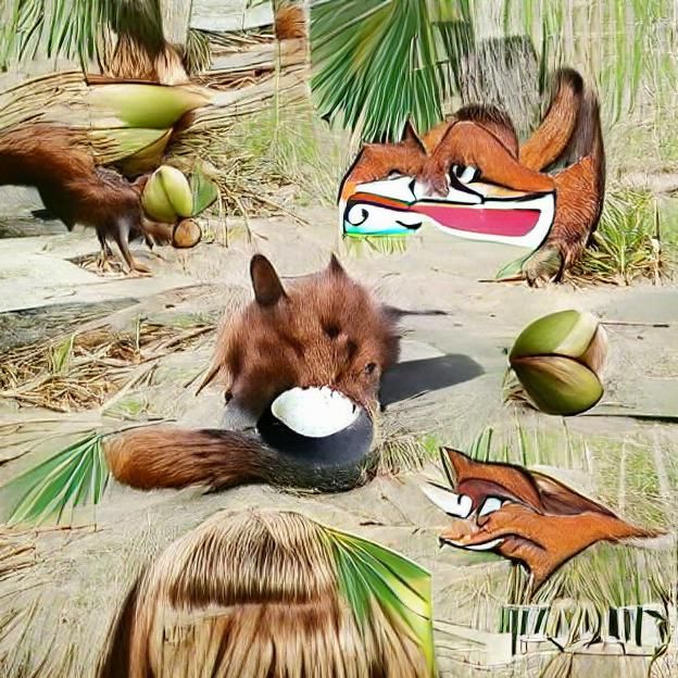 Fox Eating Coconut