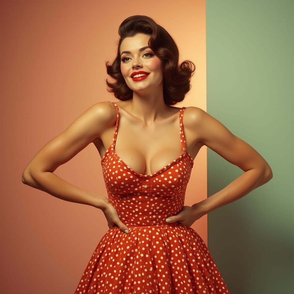 1950s Pin-Up in Retro Technicolor Style