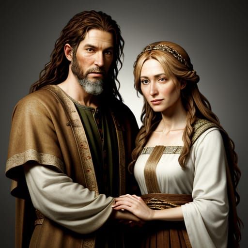 Ancient Couple in Biblical Attire