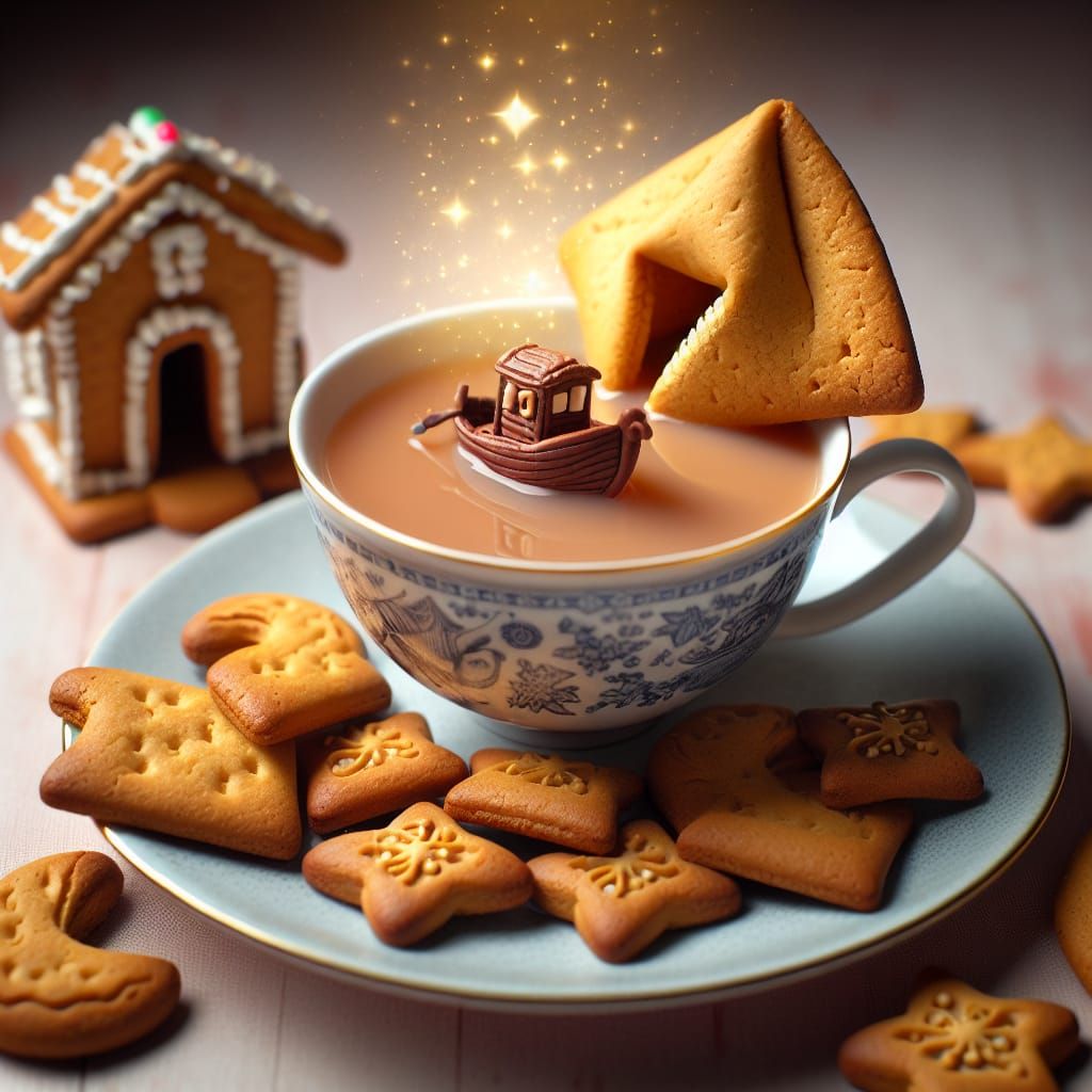 Magical Teacup Island Made of Biscuits and Gingerbread