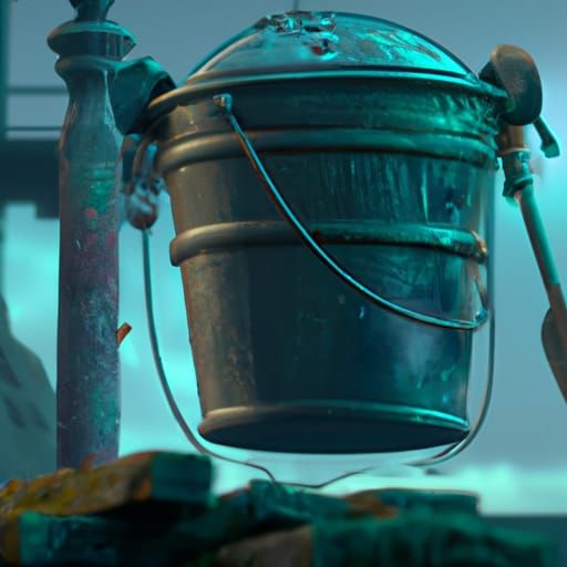 Detailed Bucket in a Fantastical Digital Painting