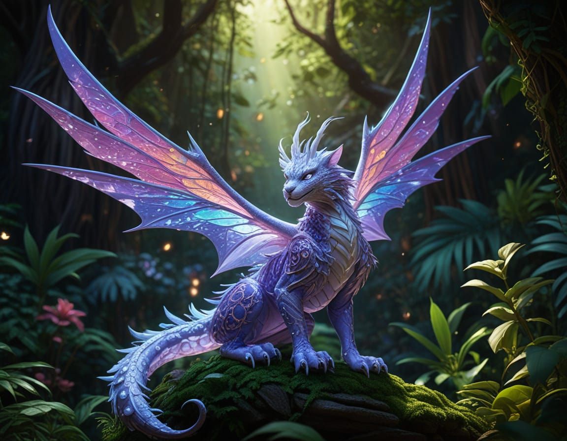 Majestic Fairy Dragon Tiger in Vibrant Fantasy Landscape