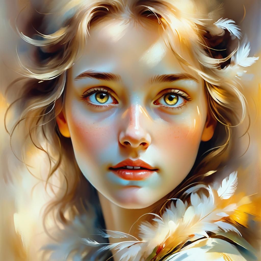Ethereal Oil Portrait with Golden Lighting