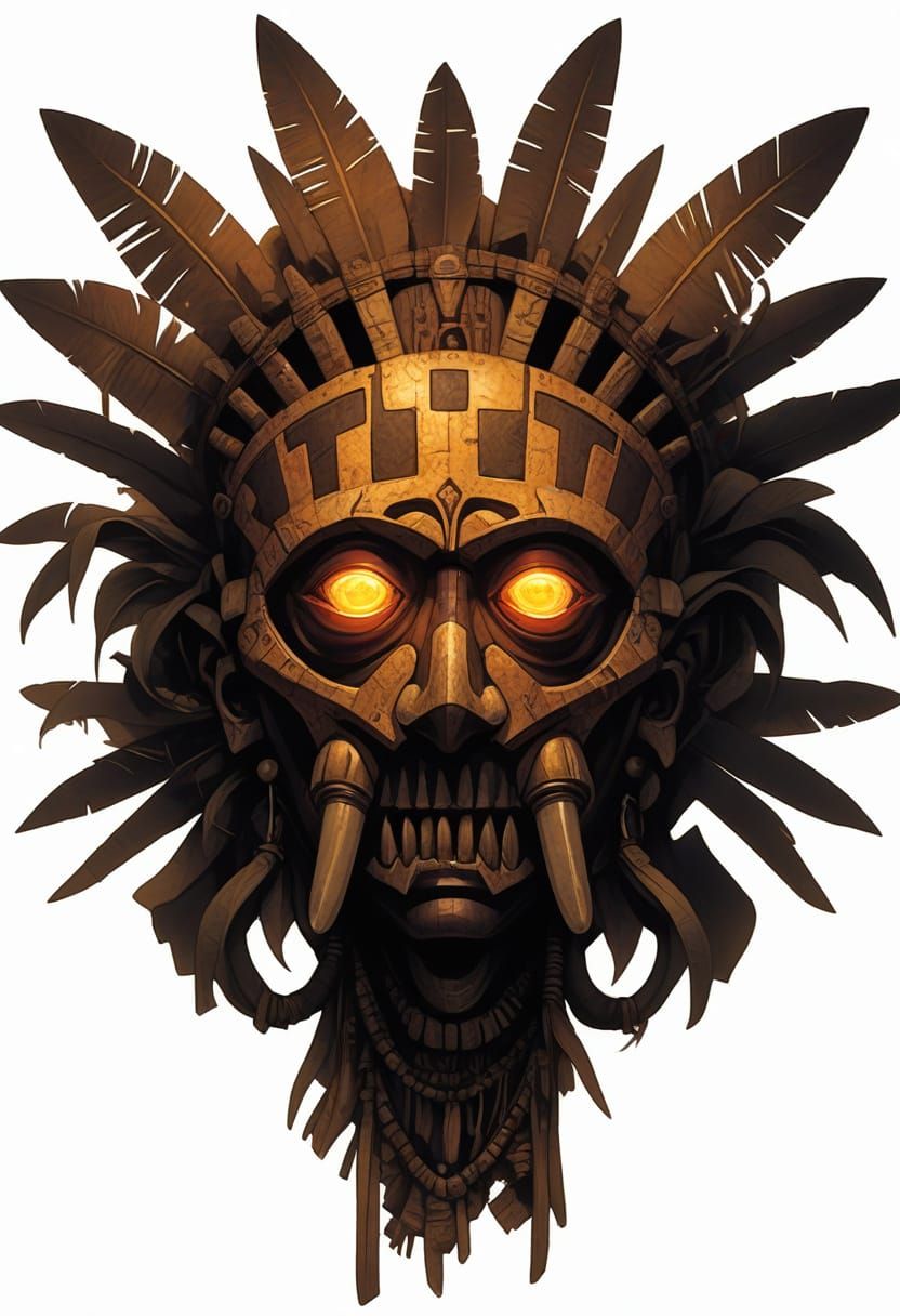 Heroic Tribal Mask in Vibrant Fantasy Style