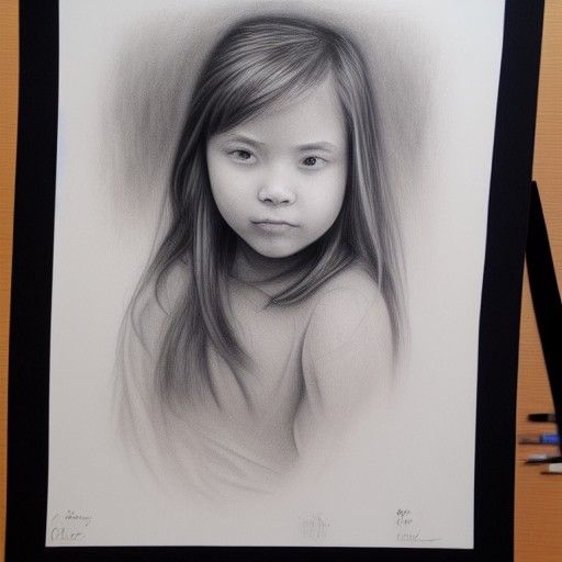 Detailed Charcoal Portrait of a Beautiful Girl