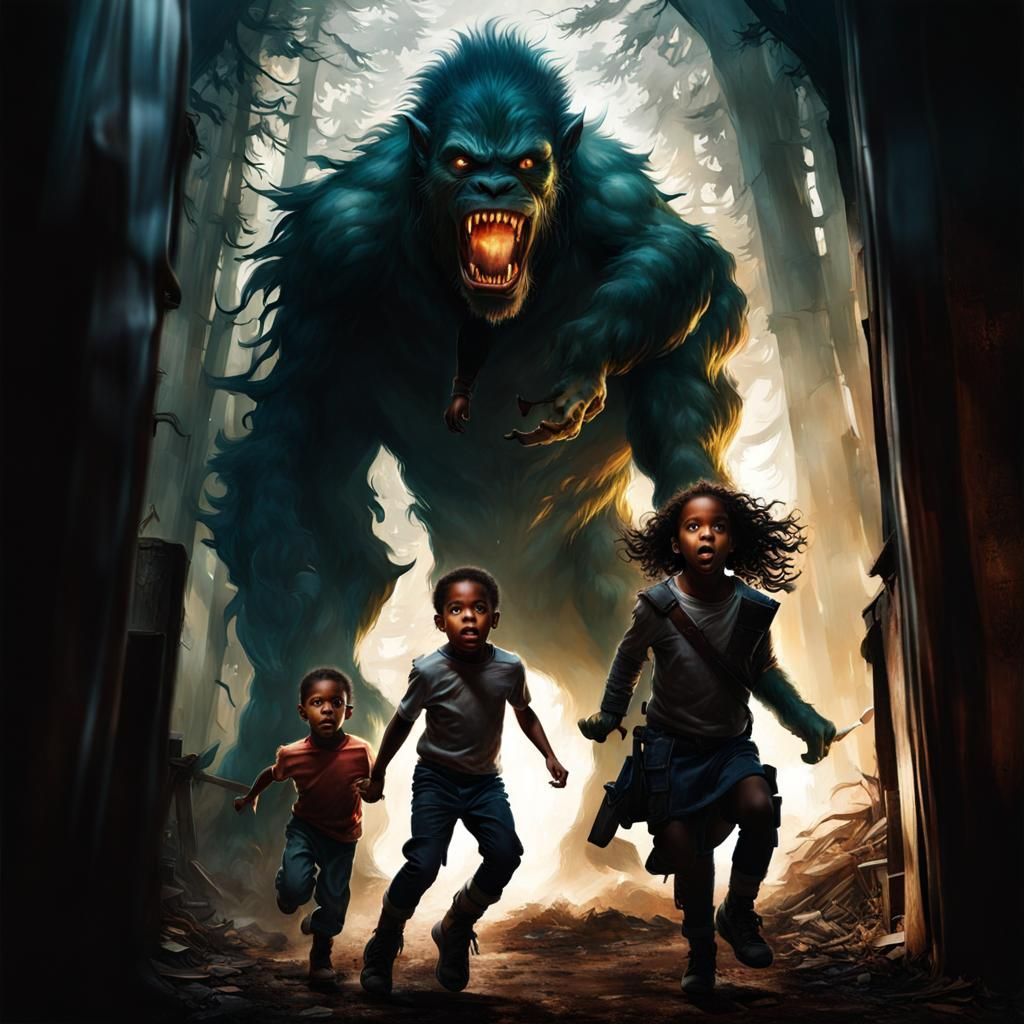 Courageous Figure Confronts Childhood Monsters in Comic Styl...