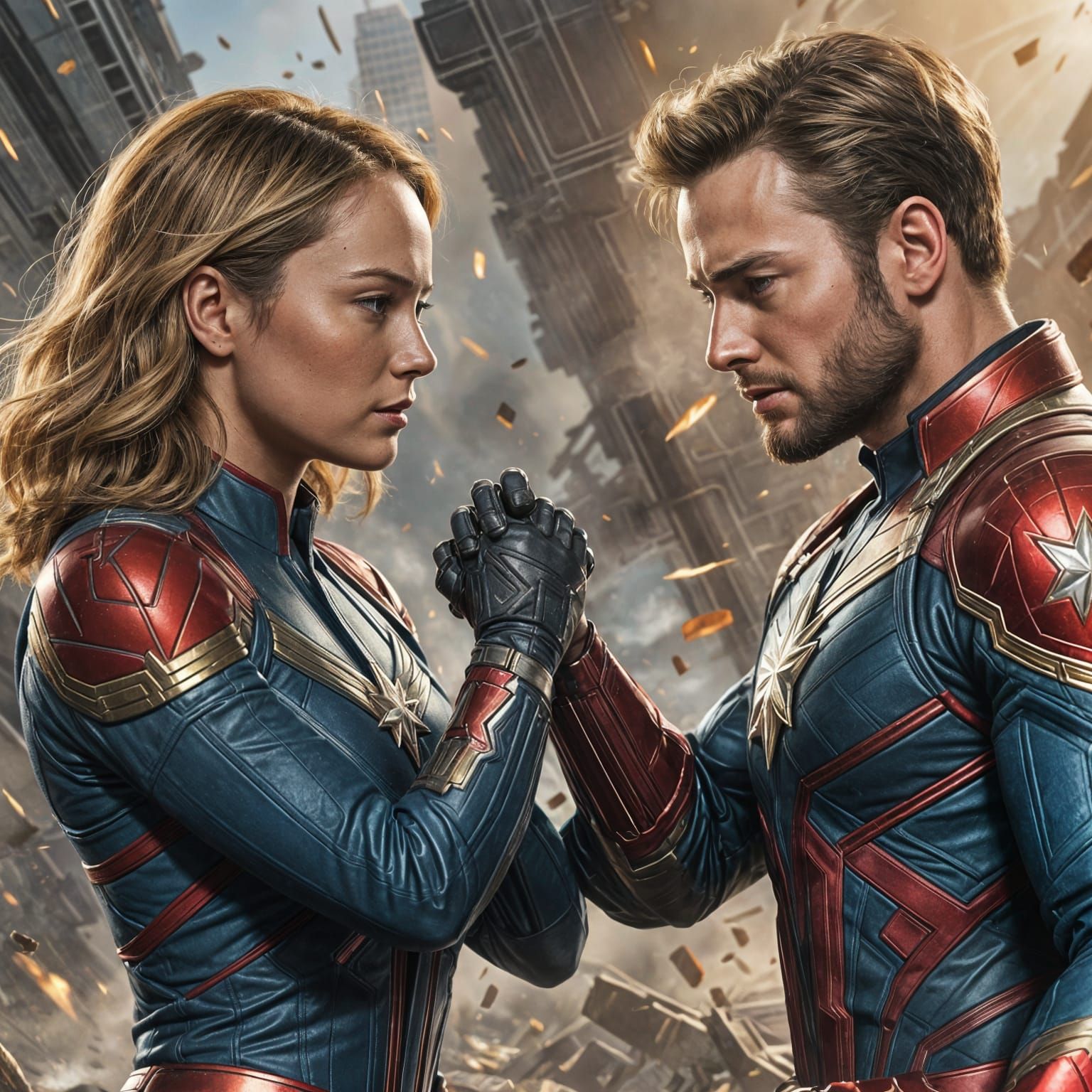 Captain Marvel and Captain America: Dynamic Portrait