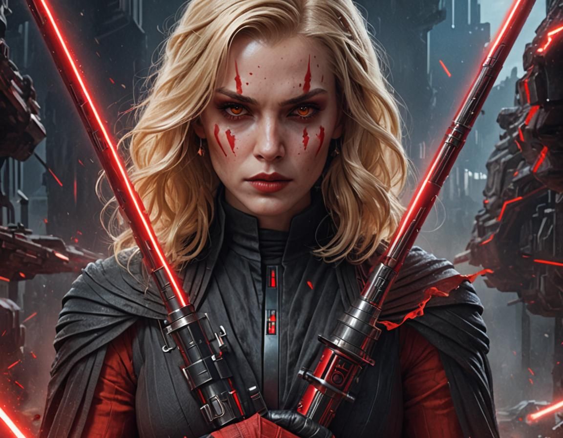 Blonde Lady Sith with Red Lightsaber