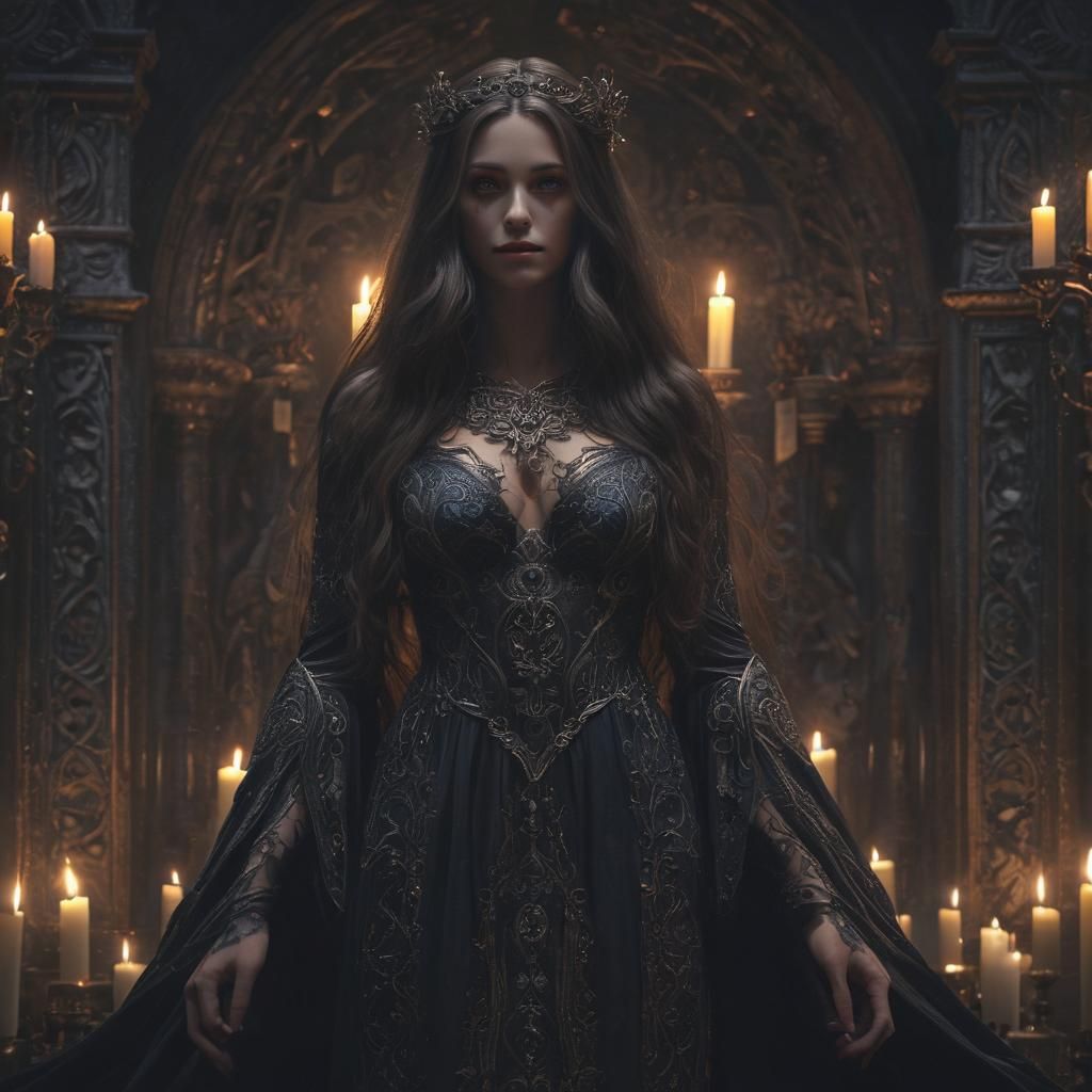Dark Fantasy Goddess with Gothic Flair