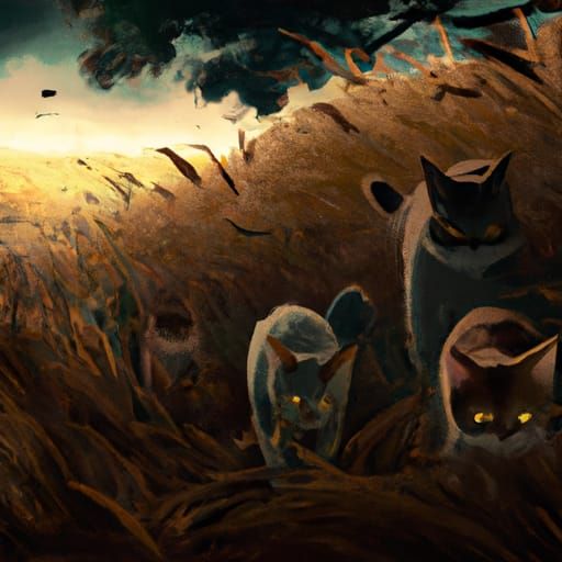 Anime Warrior Cats in Ghibli Style