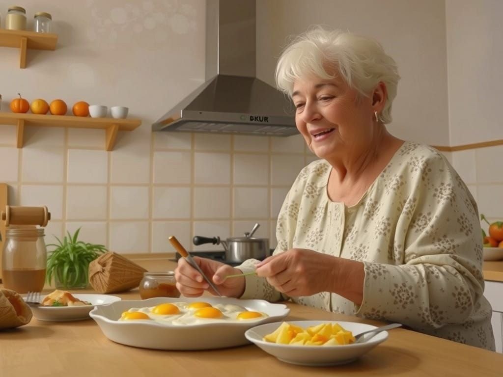 Cozy Breakfast with Grandma, in the Style of Norman Rockwell