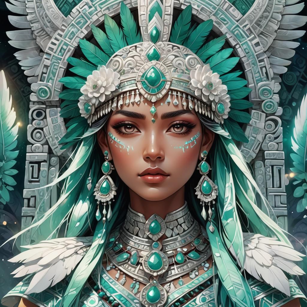 Aztec Girl Portrait in Anime Style