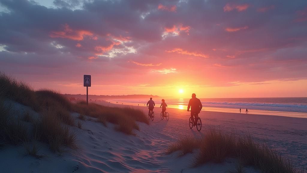 Sandymount Strand at Dusk: Cyclists and Recycling