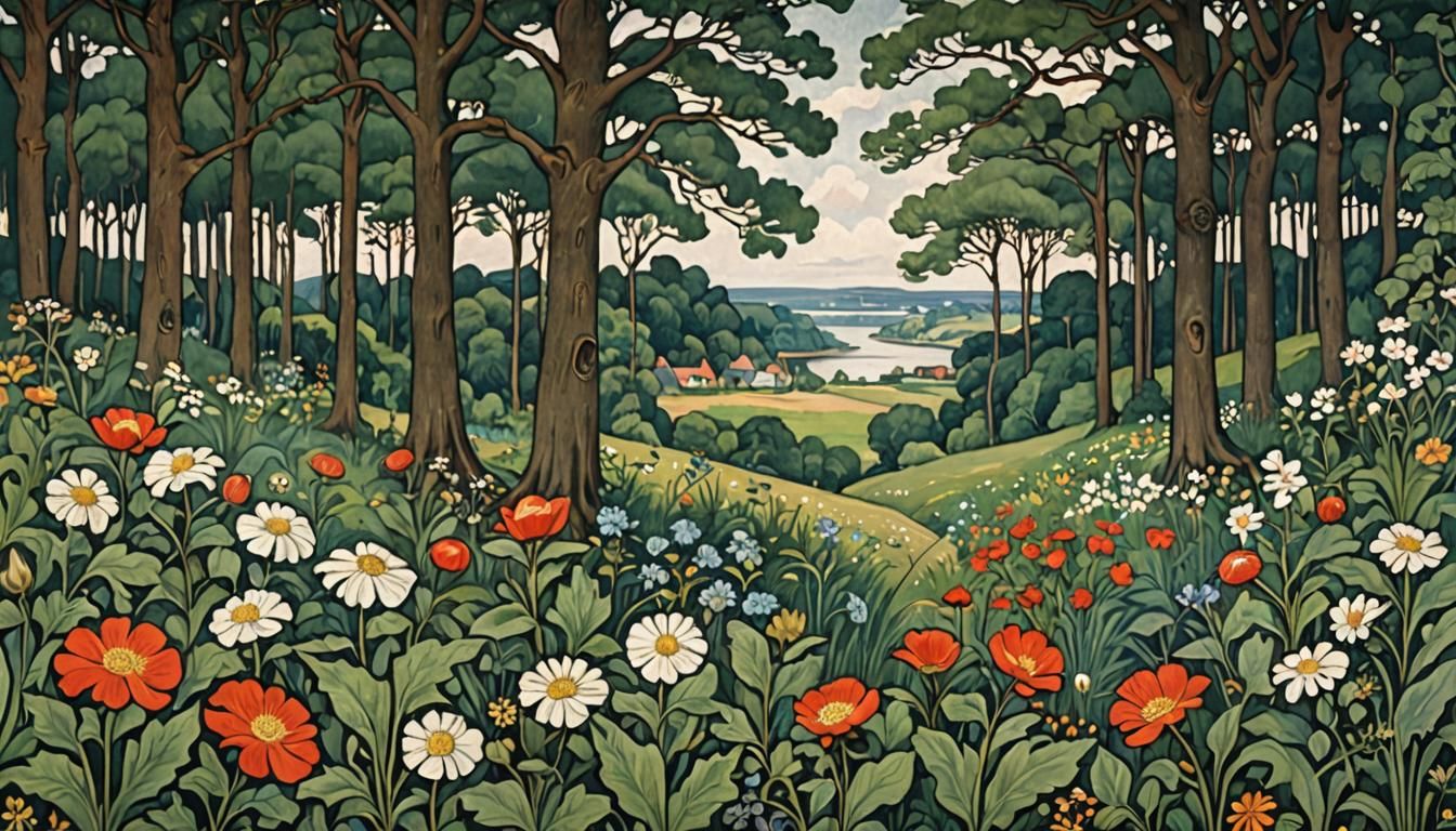 Arts and Crafts Landscape Painting of Skåne