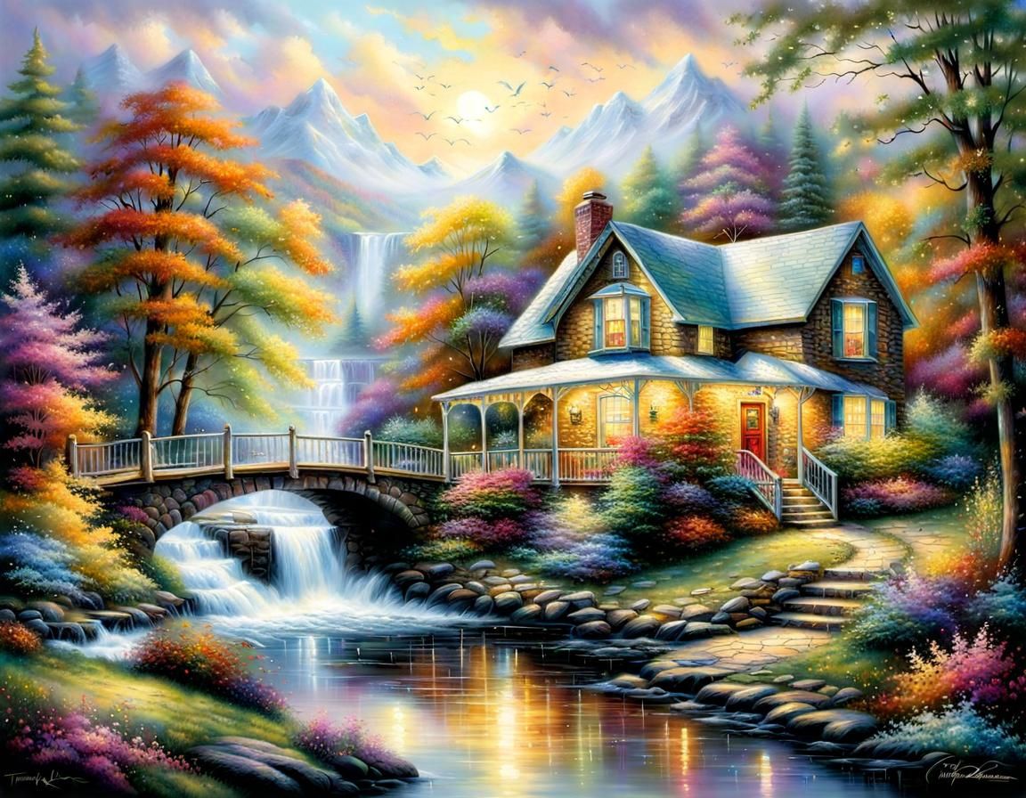 Dreamy Family Portrait in Colorful Luminist Style