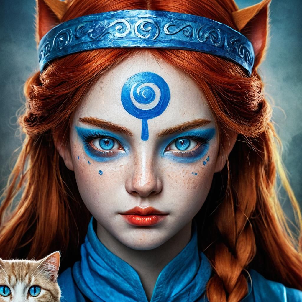 Asian-Greek Girl Portrait in Digital Painting Style