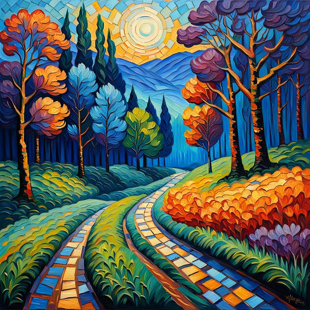 Colorful Textured Oil Painting in Expressionist Style