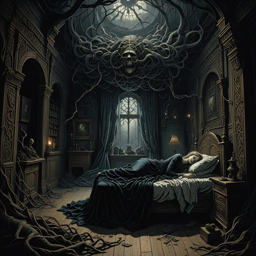 Ethereal Nightmare Scene in Dark Fantasy Style