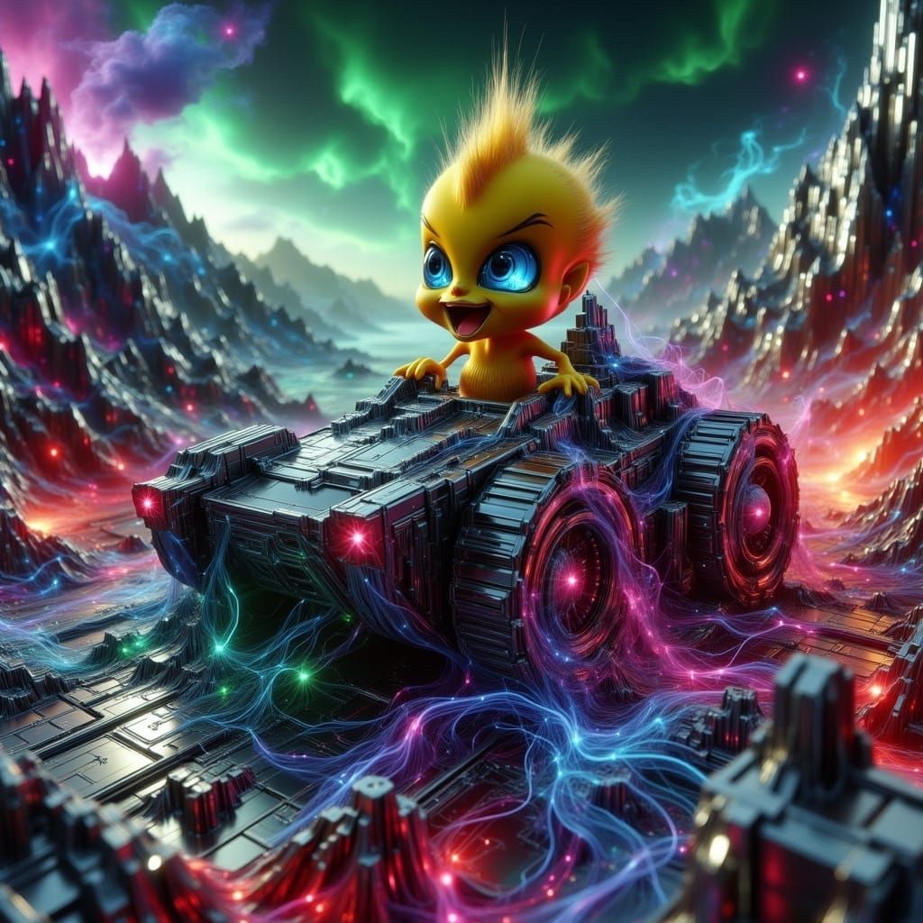 Chibi Tweety Races Venom Tank in Apocalyptic Wasteland