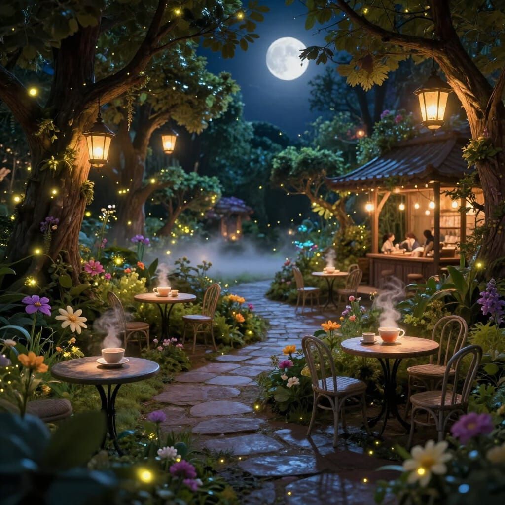 Enchanted Garden Transforms into Cozy Night Café