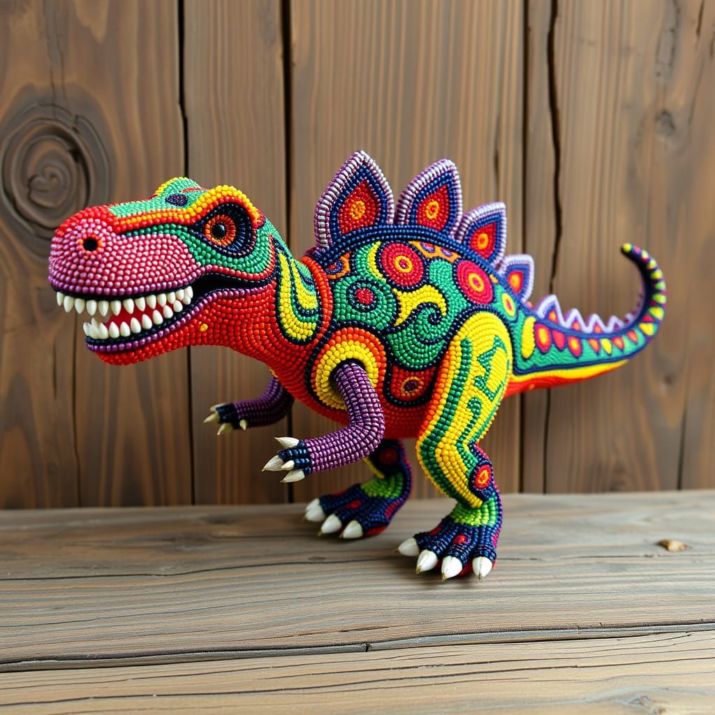 Beaded Tyrannosaurus Folk Art Masterpiece