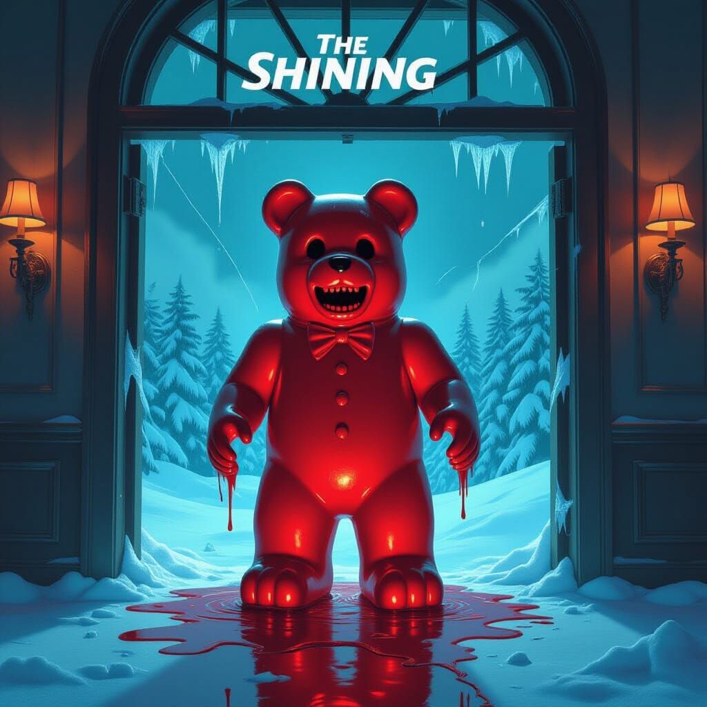 Surreal Gummy Bear Jack Torrance in Shining Poster