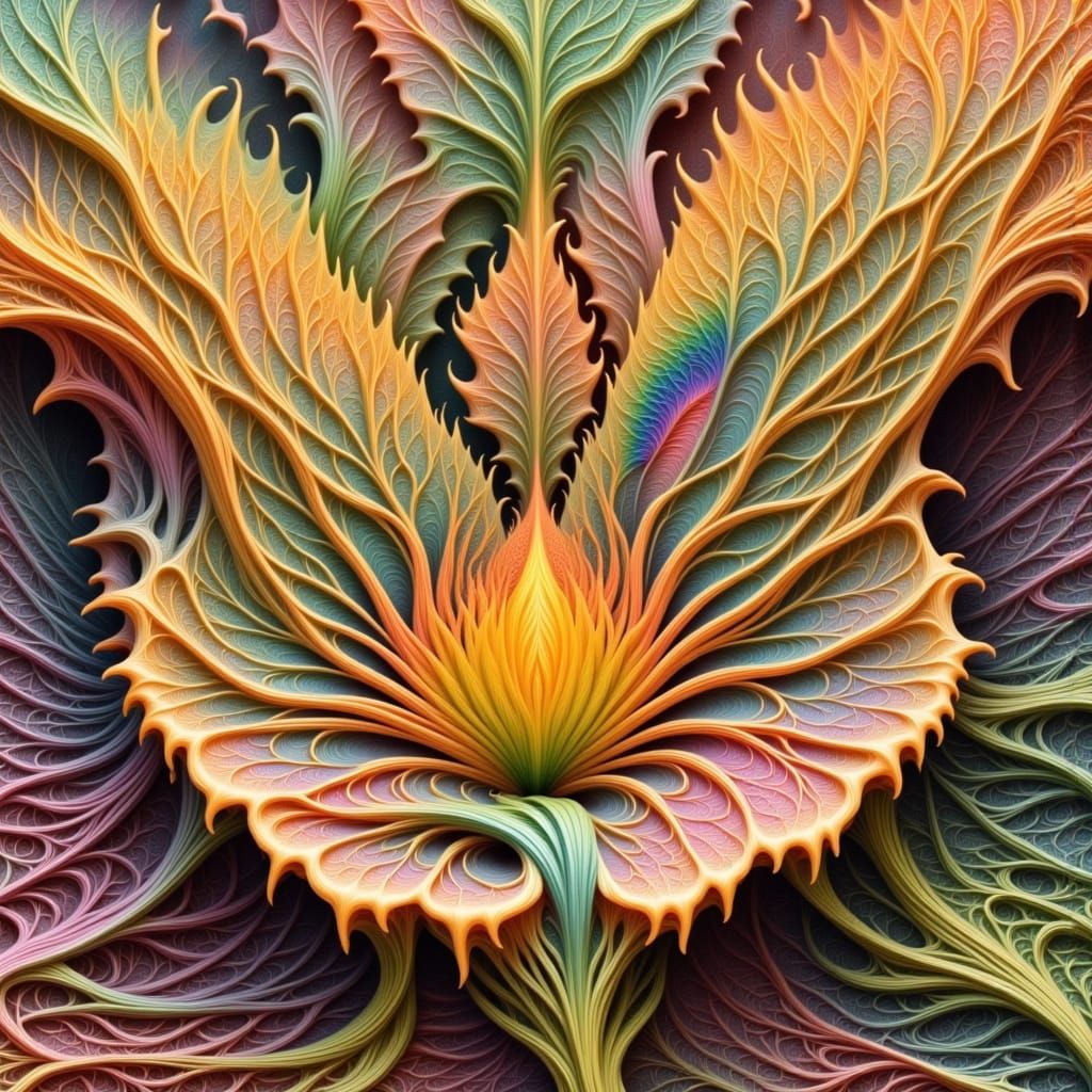 Postmodern Floral Abstraction in Iridescent Hues