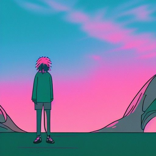 Sunset Smoker in Vaporwave Ghibli Style