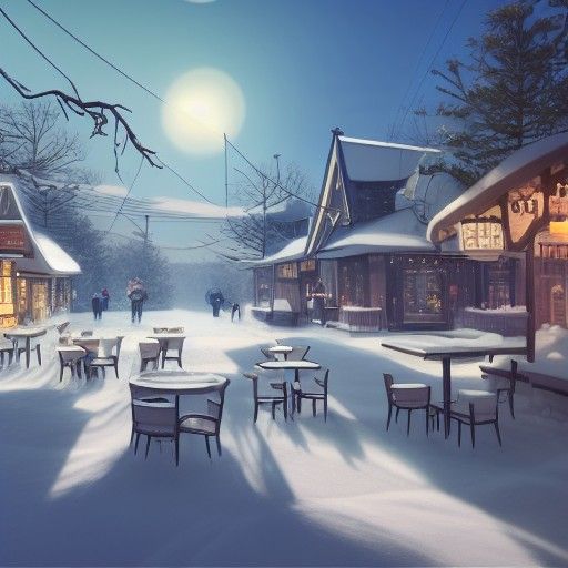 Winter Café Scene in Anime Style by Ghibli
