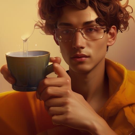 Hermes: Coffee Break Portrait in Detailed Art Style
