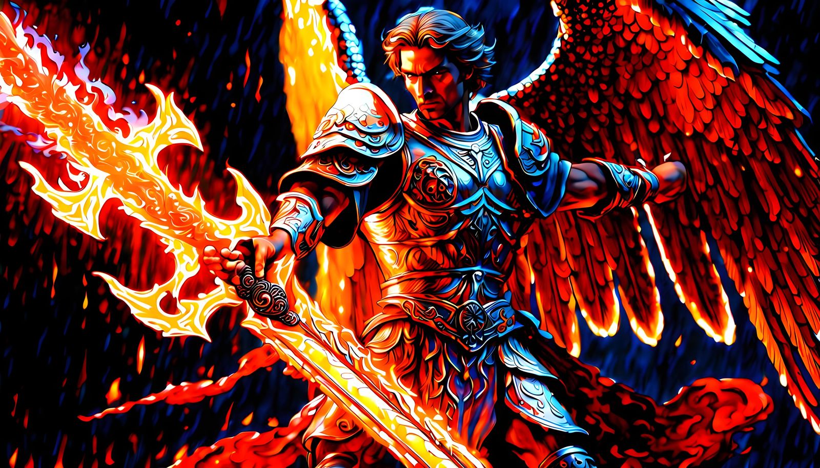 Archangel Michael with Flaming Sword: Hyperrealistic Splash ...